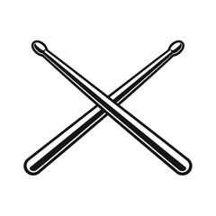 Obraz premium Clean black and white vector icon of two crossed drumsticks, symbolizing rhythm, music, and percussion. Ideal for drummers, bands, music schools, logos, merchandise, digital art. Captures essence of b