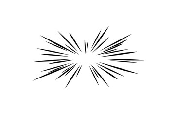 Fototapeta premium Dynamic black and white radial speed lines vector graphic, depicting a powerful burst effect or comic book explosion, perfect for conveying motion, impact, energy, or sudden event illustrations and vi