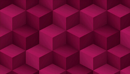 Obraz premium Magenta pink geometric cube pattern background with repeating 3D hexagon design creating modern abstract texture for graphic design and decorative backgrounds.