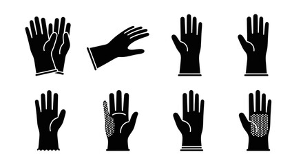 Fototapeta premium Black Protective Gloves Icons Set - Safety, Hygiene, and Workwear Collection