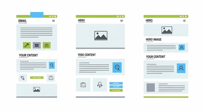 Clean Mobile App Wireframe Layouts for Email and Content Design