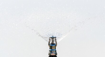 Obraz premium Sprinkler in action A closeup of water spraying from a sprinkler head.