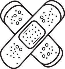 Crossed Bandages Medical First Aid Icon Isolated White Background Vector Illustration