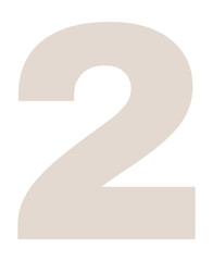 PNG Beige number two illustration on transparent background