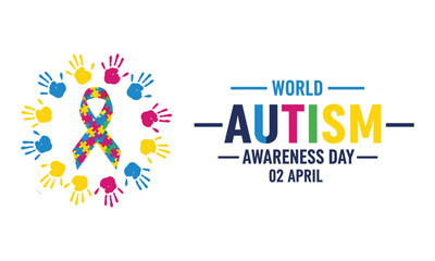 Obraz premium World autism awareness day awareness ribbon and handprints
