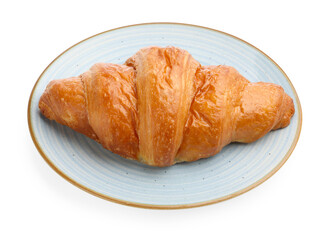Naklejka premium Puff pastry. One tasty fresh croissant isolated on white