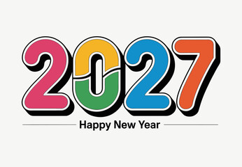 Dynamic Sport Style 2027 New Year Typography on Black. Dynamic 2027 typography with speed lines and modern sporty style on black background. Creative festive design perfect for New Year posters.