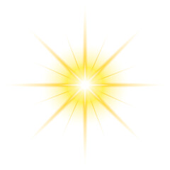 Fototapeta premium Radiant starburst yellow glow png, transparent background