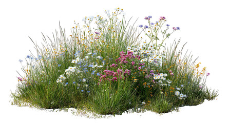 Isolated wildflower patch, lush summer meadow blooms, tall grass plants, scenic herbal groundcover © MARUF Ahmed