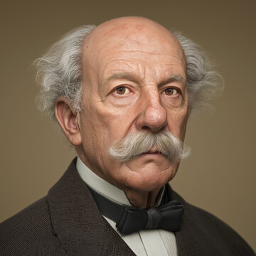Portrait Illustration of Richard Strauss (1864&ndash;1949), German Composer and Maestro of Late Romantic Music, Renowned for Salome, Elektra, Der Rosen kavalier, and Symphonic Tone Poems