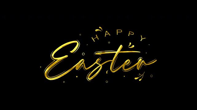 Gold cursive happy easter text animation on transparent background. Perfect for easter greeting cards, social media posts, and holidaythemed designs.