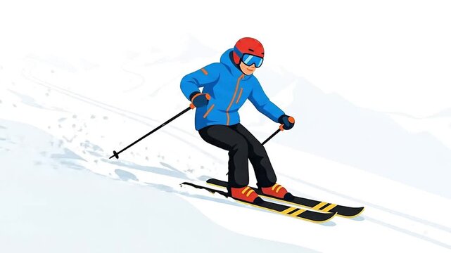 Person Skiing on Snow Clipart Isolated on White Background