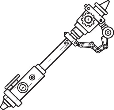Steampunk Lightning Rod Icon Isolated on White 2D Vector Illustration Black Outline