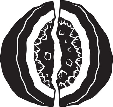 Black and White Geode Crystal Rock Split in Half Graphic Icon