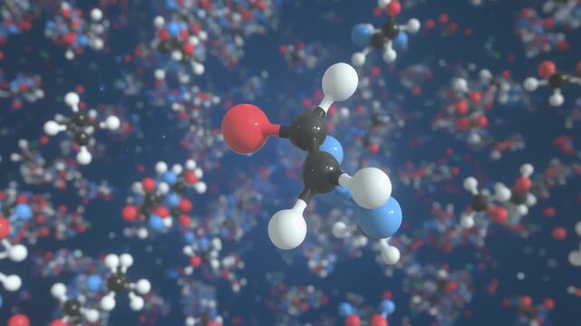 Detailed 3D Animation of a Rotating Amino Acid Molecule Representing Fundamental Chemical and Biological Structures
