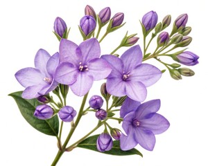 Obraz premium Brunfelsia – Purple brunfelsia yesterday-today-tomorrow delicate bloom cluster, isolated on white background