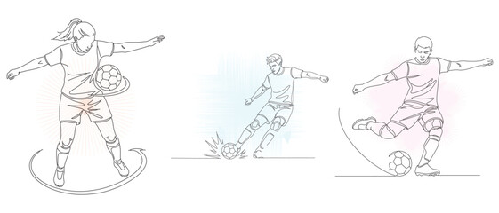 Soccer Players Action Sketch Vector Illustration Set, Football Game Training Dynamic Movement © Bappaditya Roy
