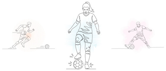 Obraz premium Soccer Players Dynamic Action Illustration Set Vector Design For Sports Training And Competition