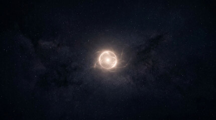 Fototapeta premium Solar eclipse with clouds in sky.