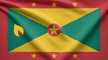 Fototapeta premium Grenada's vibrant flag waving proudly, a symbol of national identity and Caribbean spirit, perfect for travel blogs or patriotic projects