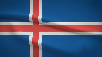Fototapeta premium Waving Iceland flag with vibrant colors for national pride and cultural representation, perfect for travel, patriotism, and global citizenship themes