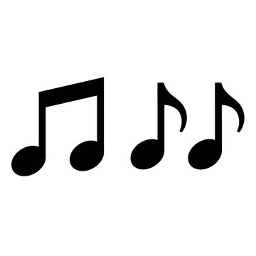 Musical Notes Silhouette - Black on White Background, Melody Icons