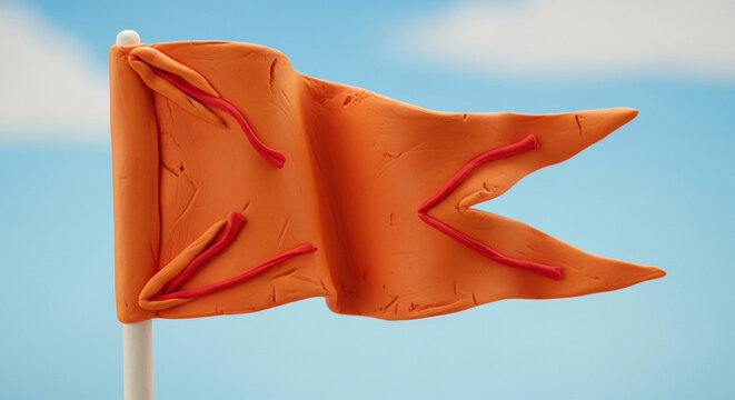 Ram Navami Saffron Flag 3D Clay Icon