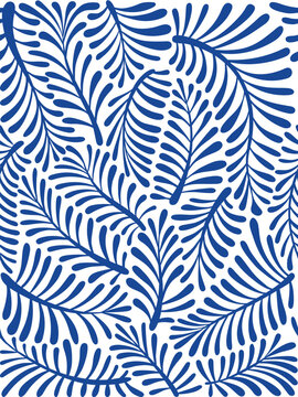 A handmade drawing seamless pattern featuring a sketch of beautiful curved leaves. Retro-style vector illustration. Suitable for embroidery, wallpaper, packaging, and more.
