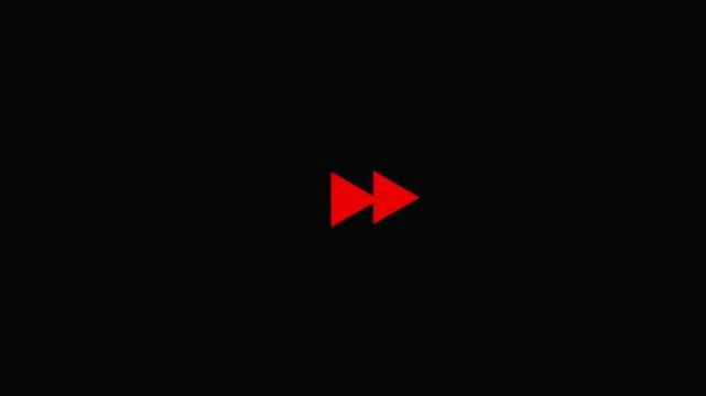 4K Fast forward sign moving animation, forward video speed ​​up icon animation on transparent background and green screen, alpha channel, chroma key