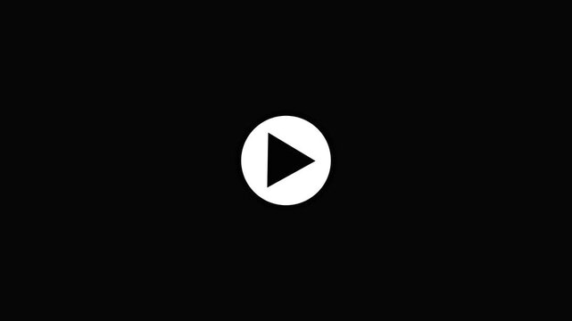 Video play simple arrow icon on animated white background.