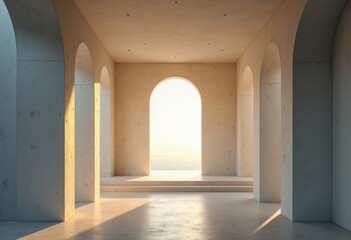 Fototapeta premium Minimalist Chapel Concrete Tranquility Declared Intimate Spiritual Atmosphere Sunlit Retreat