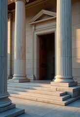 Obraz premium Neoclassical Courthouse Grand Columns Imposing Stone Steps Timeless Justice