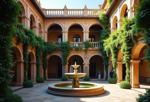 Rusticated Palazzo Courtyard with Timeless Elegance and Romantic Architecture