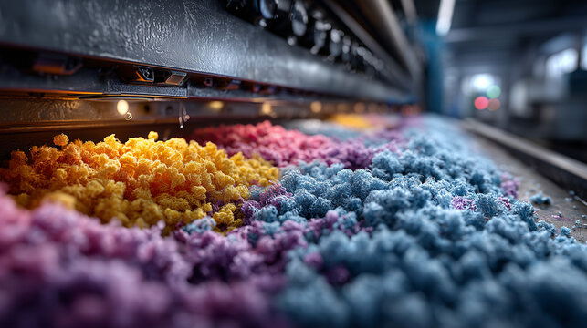 High-tech sustainable textile recycling process in modern industrial facility