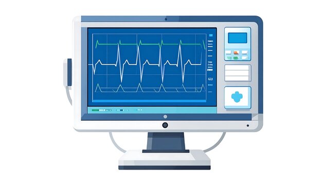 A medical monitor displaying heart rhythm and breathing patterns on a screen