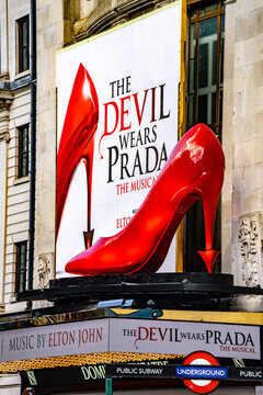 The Devil Wears Prada Musical, West End Red Stiletto Installation, Dominion Theatre, Central London Underground Station, England, UK &ndash; 14 March 2026