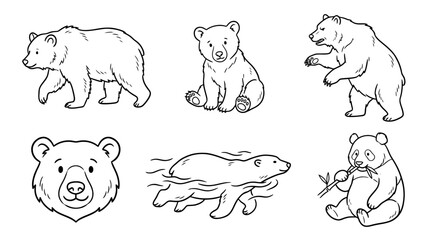 bear, Hand-drawn outline doodle sketches vector set collection , white background , PNG and SVG isolate © gunzexx png and bg
