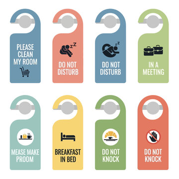 Hotel Door Hangers: Do Not Disturb, Clean Room, Meeting, Breakfast, Knock