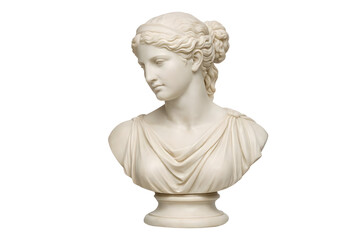 Fototapeta premium Classical white marble female bust statue isolated on white background