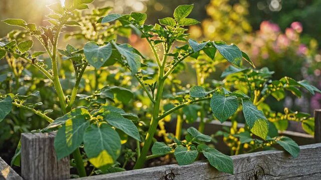 Healthy green squash plants growing in a garden bed