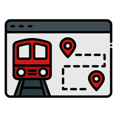 Train Route Planner Web Interface Vector Illustration