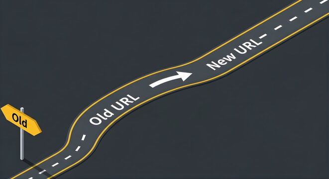 SEO website URL redirect 301 migration path road concept