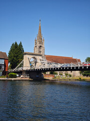 UK, England, Marlow bridge and church,