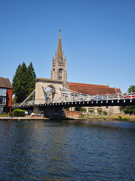 UK, England, Marlow bridge and church,