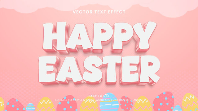 happy easter editable text effect 3d