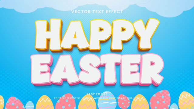 happy easter editable text effect 3d