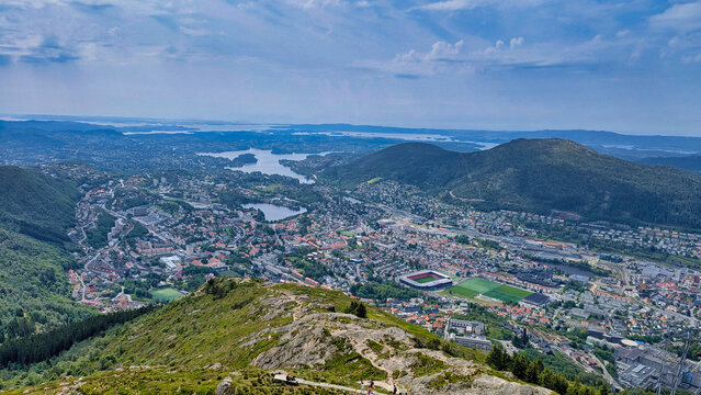 Bergen City Panoramic View from Mount Ulriken Norway Hiking Viewpoint