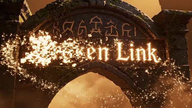 A mysterious broken archway signifies disconnection and a fractured path forward. Ideal for marketing campaign, website header, or social media post d