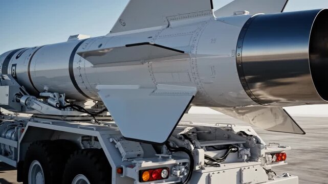 Military missile transportation on trailer with jet propulsion engines