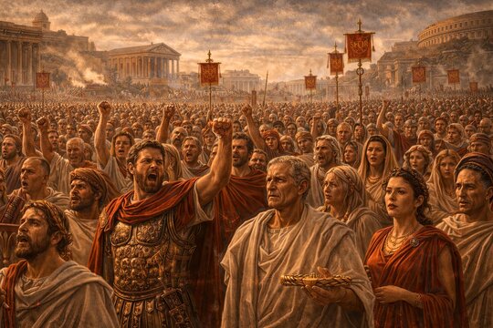 Julius Caesar before the Roman crowd
